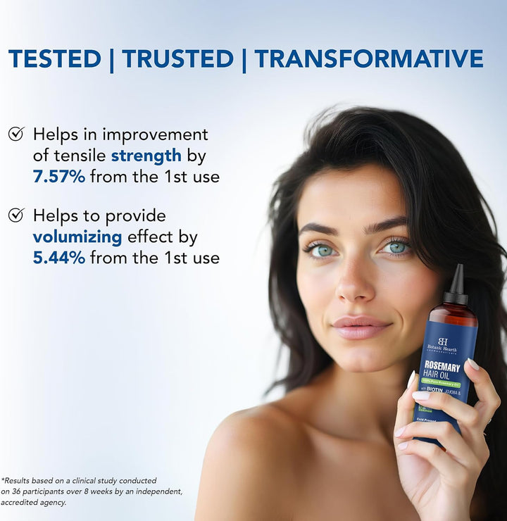 100% Pure Rosemary Oil for Hair Growth Infused with Biotin | Hair Strenghtening Treatment | Nourishing & Volumizing | with Jojoba Oil & Castor Oil | Non GMO Verified | 6.7 Fl Oz