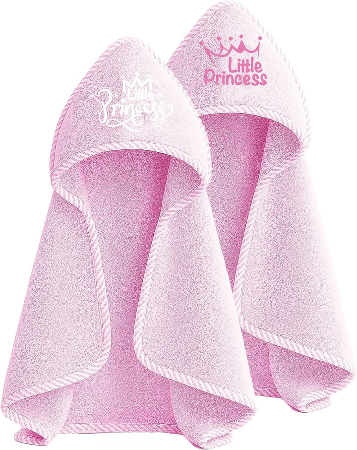 Newborn Essentials 100% Cotton Embroidered Hooded Baby Towel 70 X 70Cm for Baby Boys and Girls 0-24 Months (2-Packs)