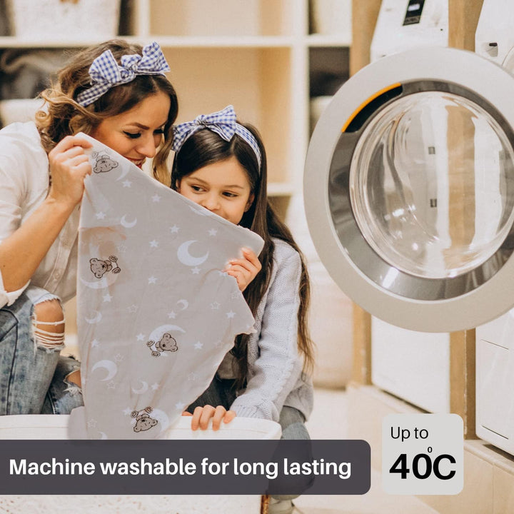 2 X Cot Bed Fitted Sheets, 60 X 120 Cm Easy Care Fine Quality Breathable Polycotton Cot Sheet (Sleeping Teddy-60 X 120Cm)