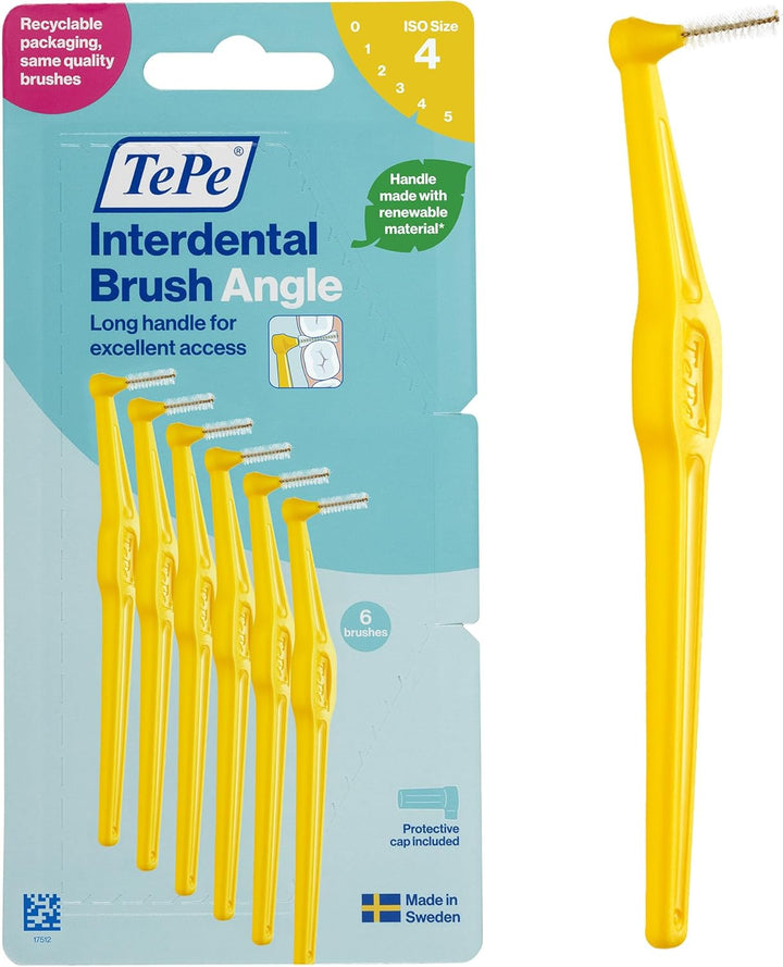 Interdental Brush Angle, Red, 0.5Mm/Iso 2, 6Pcs, Interspace Cleaning, Plaque Remover for Teeth with Narrow Gaps, Ensures Strong Gums and Teeth, Carton Pack