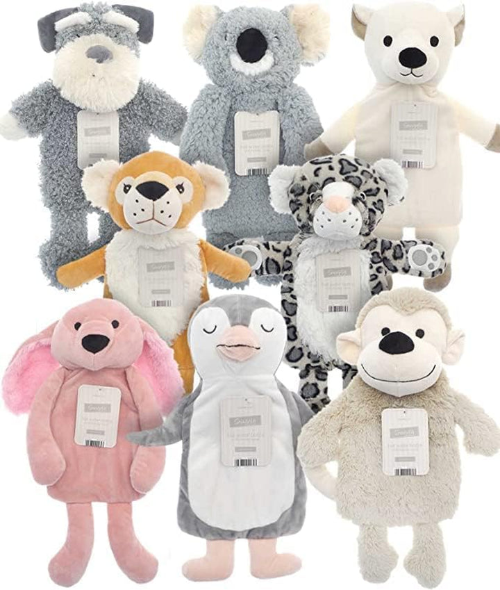 Novelty Animal Hot Water Bottle - 8 Animals to Collect - Perfect for Kids - Gift Idea - Dog/Koala/Polar Bear/Lion/Leopard/Rabbit/Penguin/Monkey (Dog)