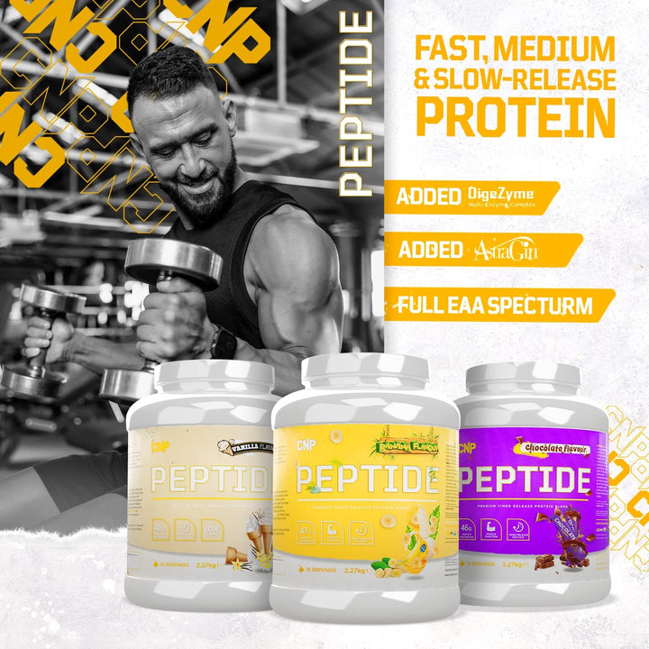 Peptide, High Protein 48G Premium Timed Release Protein Blend, Micellar Casein, Digestive Enzymes, 2.2Kg, 6 Flavours Available (Strawberry) Casein protein, Slow-digesting protein, Protein supplement, Protein powder, Muscle recovery protein, Fitness protei