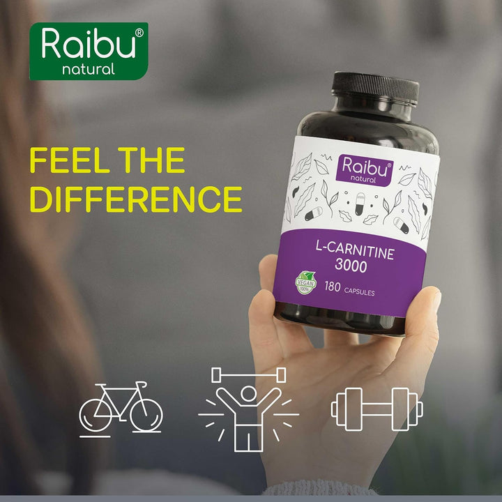 L-Carnitine 3000-180 High-Strength Capsules - L-Carnitine Tartrate 3000Mg per Daily Dose - Energy & Metabolism Support - Vegan, Natural & Laboratory Tested -