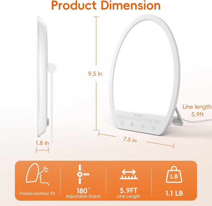 SAD Therapy Light - 10000 Lux Daylight with 3 Colors, 4 Brightness Levels, Timers for Seasonal Affective Disorder, Depression, Winter Home Office