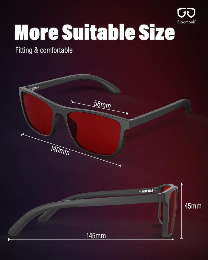 Dark Red Lens Sleep Glasses, 100% Blue & Green Light Blocking Glasses for Better Sleep, anti Eyestrain Women Men