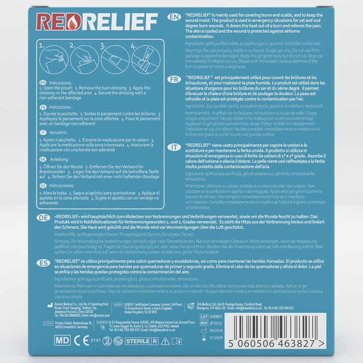 Emergency Burn Dressing 10X10Cm Pack of 5 - Cools, Soothes and Relieves Pain