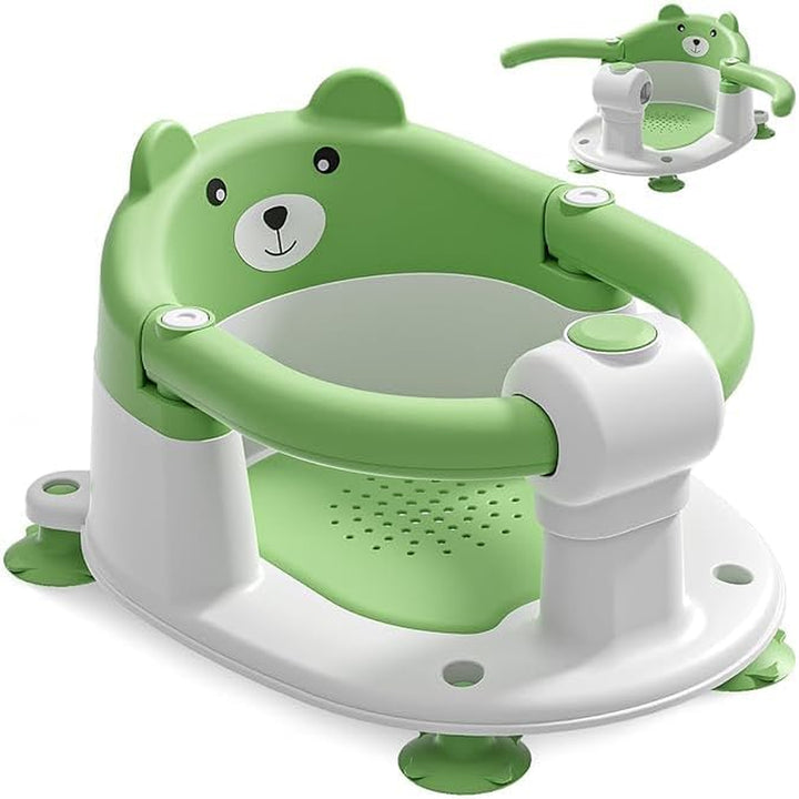 Baby Bath Seat for Babies 6 Months & Up, Toddler Bath Seats for Babies Sitting Up, Non-Slip Infant Bath Tub Chair with 4 Suction Cups & Soft Cushion for Shower (Grey)