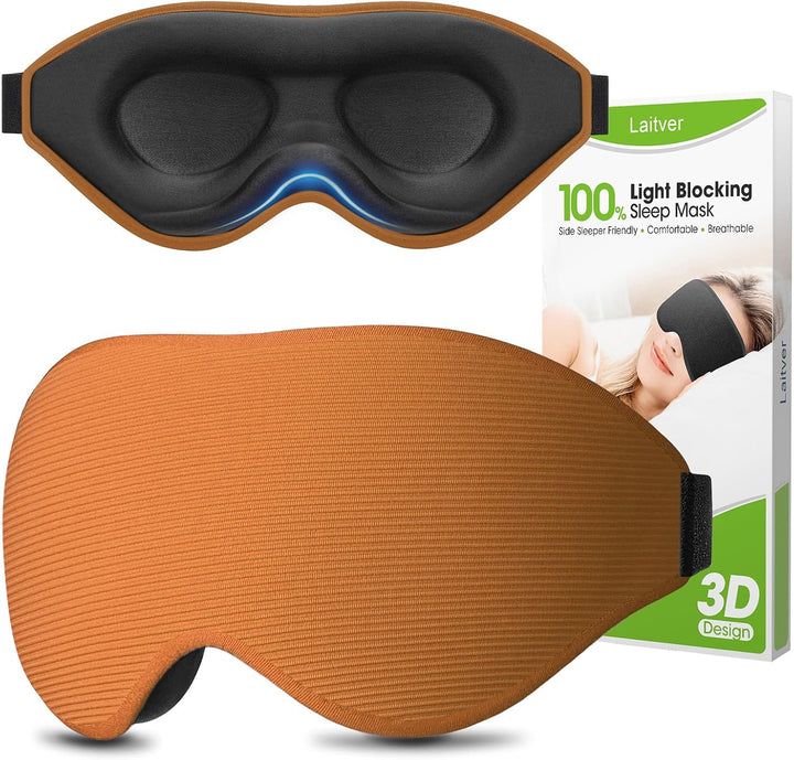 100% Blackout Sleep Mask for Women Men- Perfect Eye Sleeping Mask for Side Sleeper, Zero Eye Pressure, 3D Cutout Eyeball Movement Friendly, Ultra Soft & Comfortable Blindfold for Travel/Nap