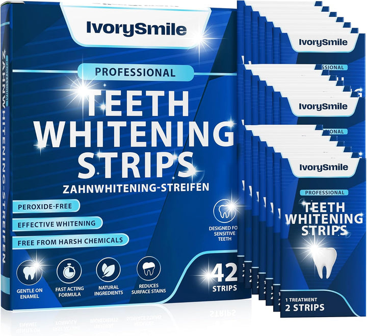Professional Teeth Whitening Strips 21 Treatments | Safe for Enamel | Non Sensitive Teeth Whitening | Bright Smile without Any Harm | Pack of 42 Strips + Mouth Opener Included