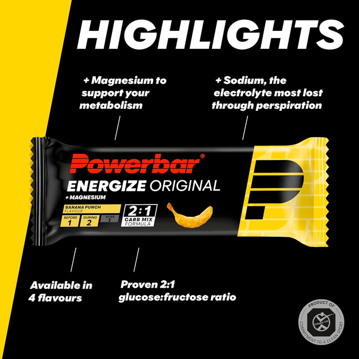 r Energize Original Banana Punch 15X55G - High Carb Energy Bar + C2MAX Magnesium and Sodium