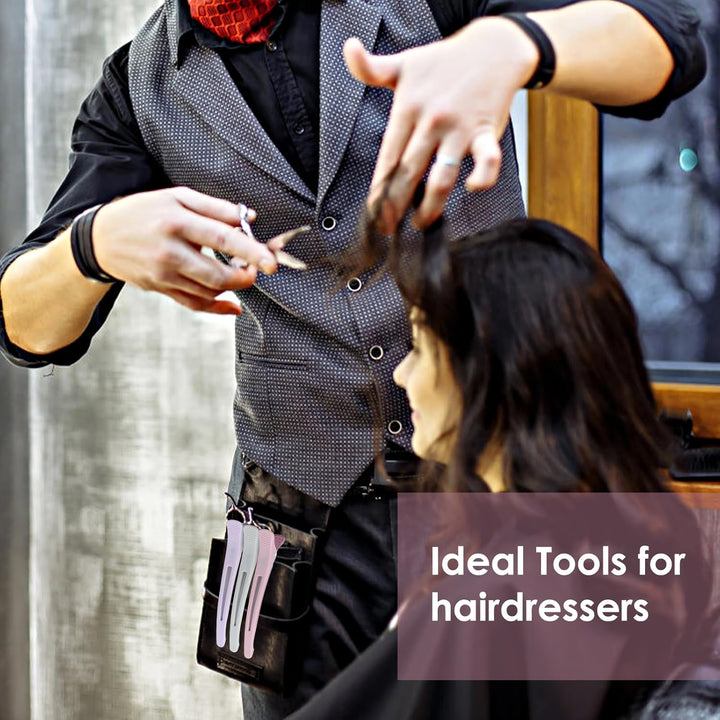 6Pcs Duck Billed Hair Clips for Styling & Sectioning, No Crease, Salon & Cutting Clips with Silicone Band