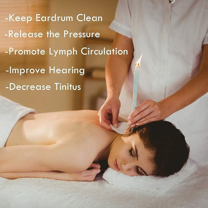 20Pcs Ear Candles, Ear Candle Set with Natural Organic Beeswax (Drip Protection Tray 10Pcs), Ear Candle Kit, for Health Care of Blocked Ears (Yellow)