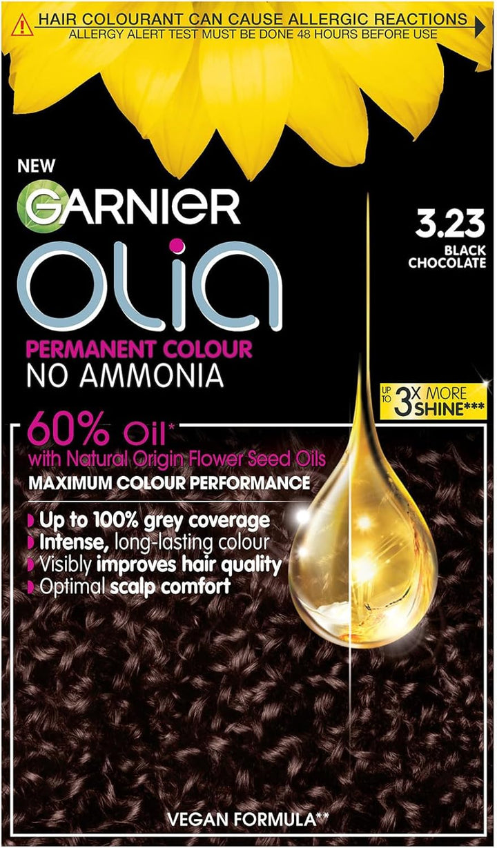 Garnier  5.0 Brown, Oil-Powered, No-Ammonia. 100% Grey Coverage. Luminous, Long-Lasting, Vibrant Brown Hair Color with Exceptional Shine and a Healthy, Nourished Feel.