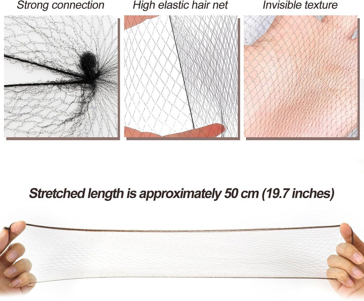Invisible Hair Nets, 35 Pcs Brown Bun Nets for Girls, Reused Elastic Edge Mesh for Women Bun, Hair Bun Nets for Women Girls Ballet Dancer Catering