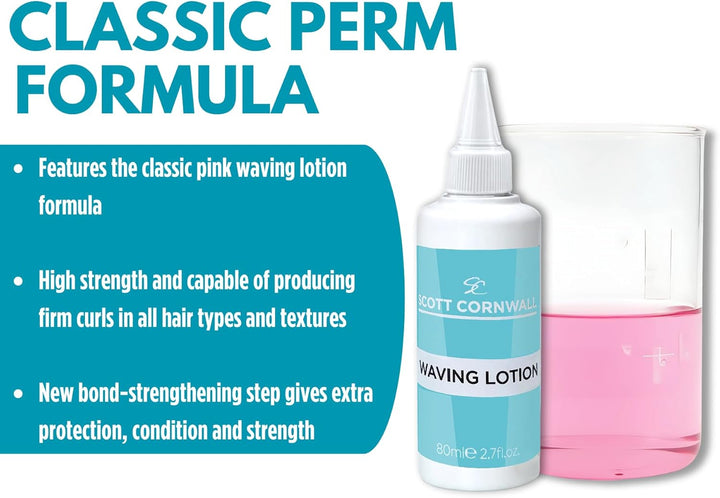 Classic Perm Kit with Amino Acid Complex for Permanent Curls and Waves, Unscented, Blue