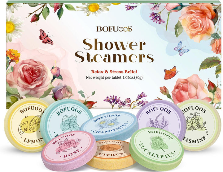 Gifts for Women Shower Steamers Aromatherapy with Essential Oil for SPA Stress Relief, Bath Bombs for Christmas Stocking Fillers Advent Calendar 2025 Gifts for Mum (8 Pcs)