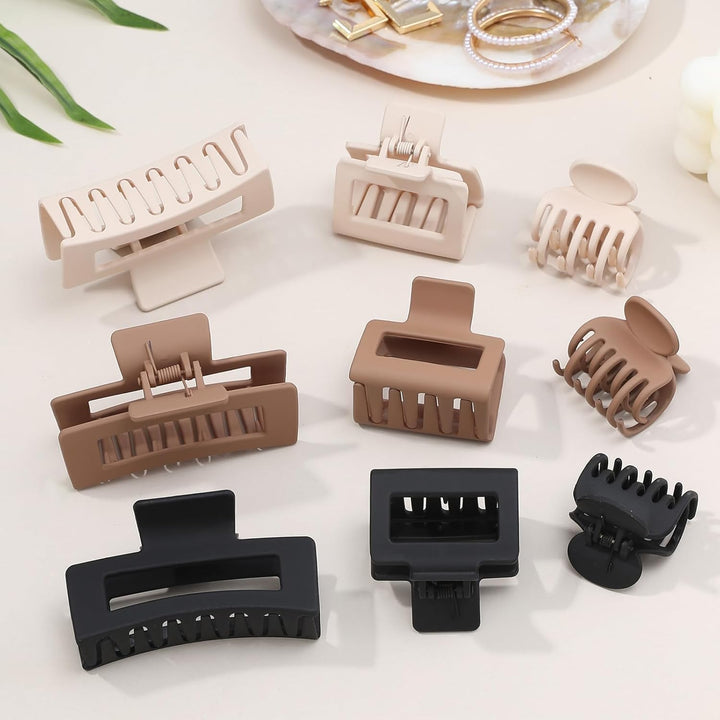 Medium Claw Hair Clips Set for Women - 3 Styles Rectangle Clips for Thick Hair| 3.5 Inch Large Hair Claw Clips for Thick Hair + 2Inch Medium Hair Claw Clips for Fine Hair + 1.5Inch Small Hair Clips