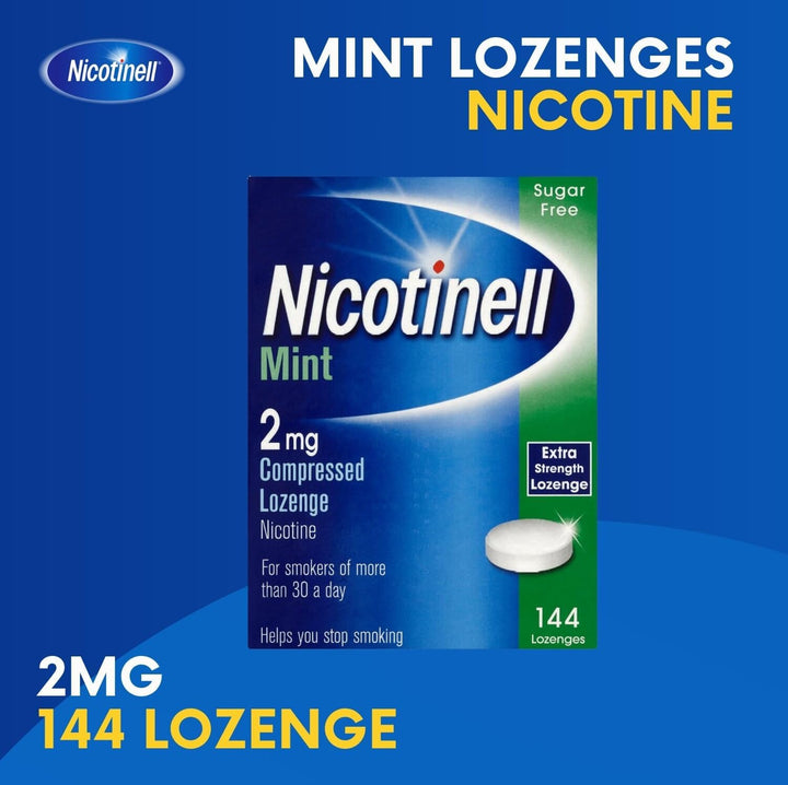 Mint Lozenge 2Mg (144 Lozenges), Stop Smoking Aid, Sugar Free Nicotine Lozenges, Fresh Mint Flavour, 2Mg Extra Strength for Heavy Smokers, Quit Smoking Aid