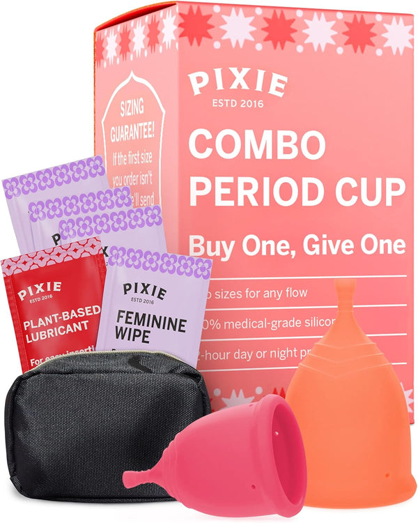 2 Soft Menstrual Cups - Ranked 1 for Most Comfortable Reusable Period Cup - Buy One We Give One - Includes Ebook Guide, Wipes, Lube, & Storage Bag - Tampon and Pad Alternative