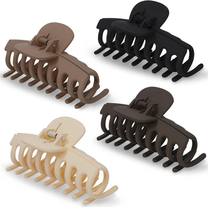 9Cm Hair Clips Women Girls Hair Claw Clips Non-Slip Grip Strong Hold Brown/Black Hair Clips for Fine Hair Shiny Sectioning Styling Clips 2PCS Claws Set