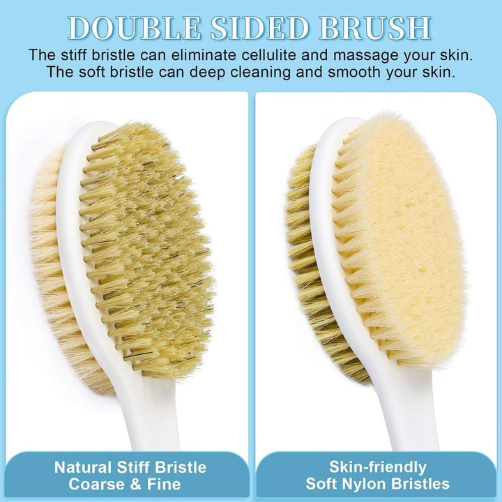 Back Scrubber Brush, Body Shower Brush Back Scrubber with Long Handle, Exfoliating Shower Brush, Wet or Dry Bath Brush for Men Women
