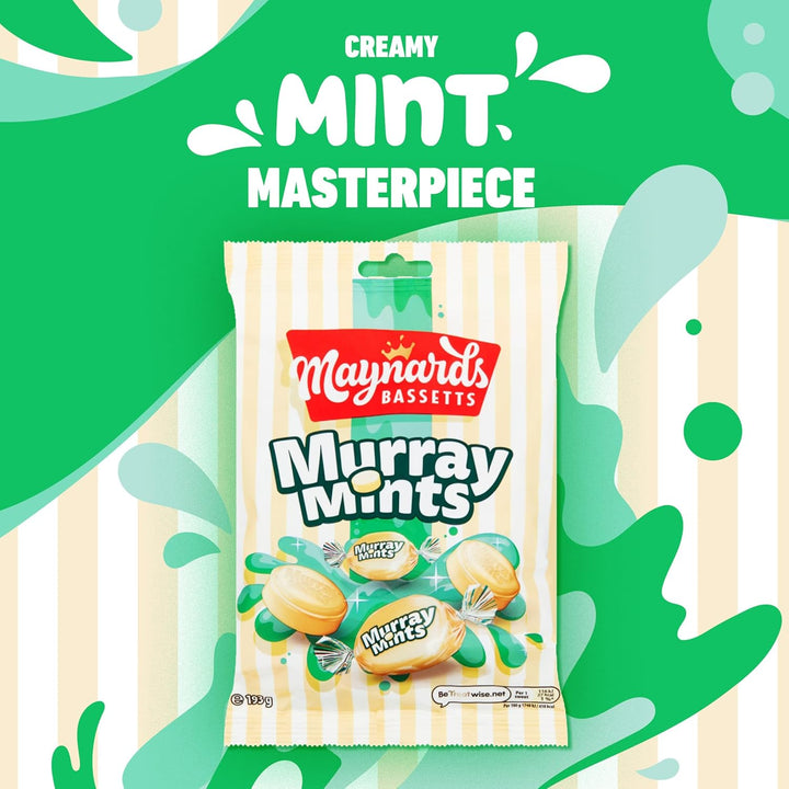 Murray Mints Sweets Bag, Creamy Mint Flavour, 193 G Sharing Pack (Pack of 12)