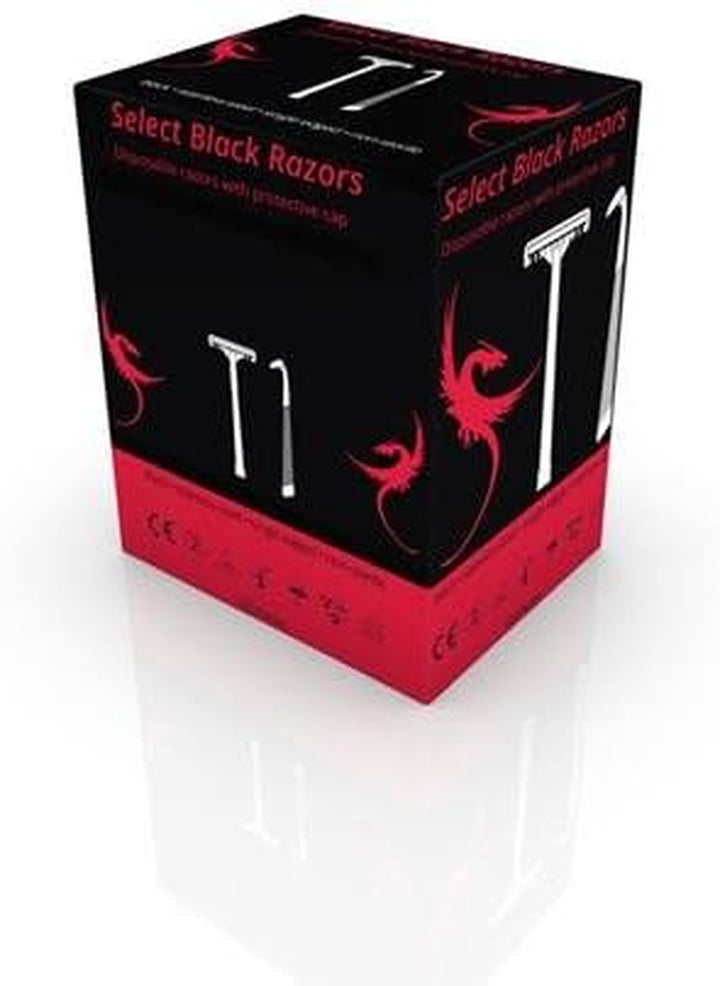 Disposable Single Blade Black Razor Case of 10 Packs (100 Units per Pack)