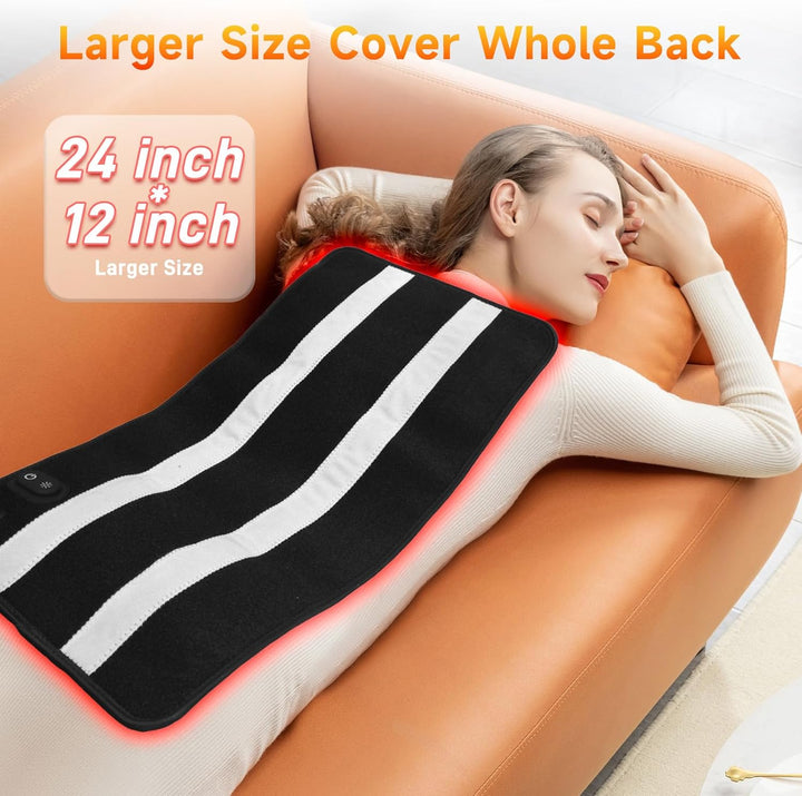 2025 New Portable Red Light Therapy Belt for Body Pain Relief, 24" X 12" Medical-Grade TPU, Dual Wavelength near Infrared Red Light Pad for Face and Body (Black)