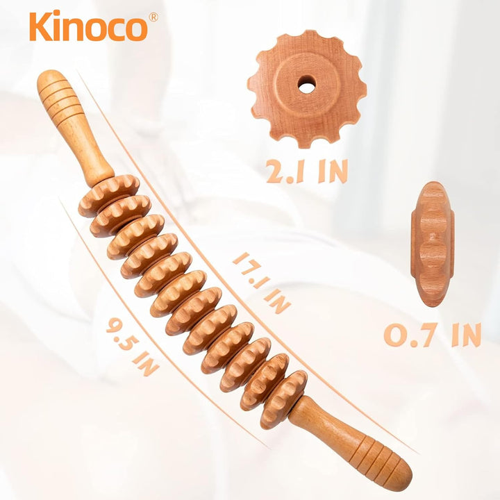 Curved Wood Therapy Massage Roller Tools,Lymphatic Drainage, Cellulite Massage & Wooden Muscle Roller Stick for Waist and Thigh, Stomach Rolling Massager Tool