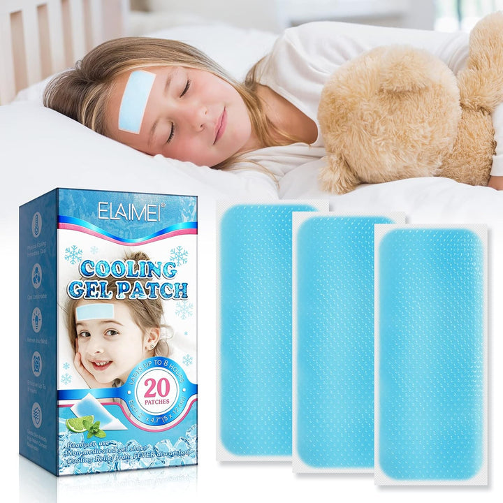 Cooling Fever Patch, 20Pcs Cooling Gel Sheets, Cooling Patches for Migraine Headache, Cooling Gel Pads for Kids & Adults