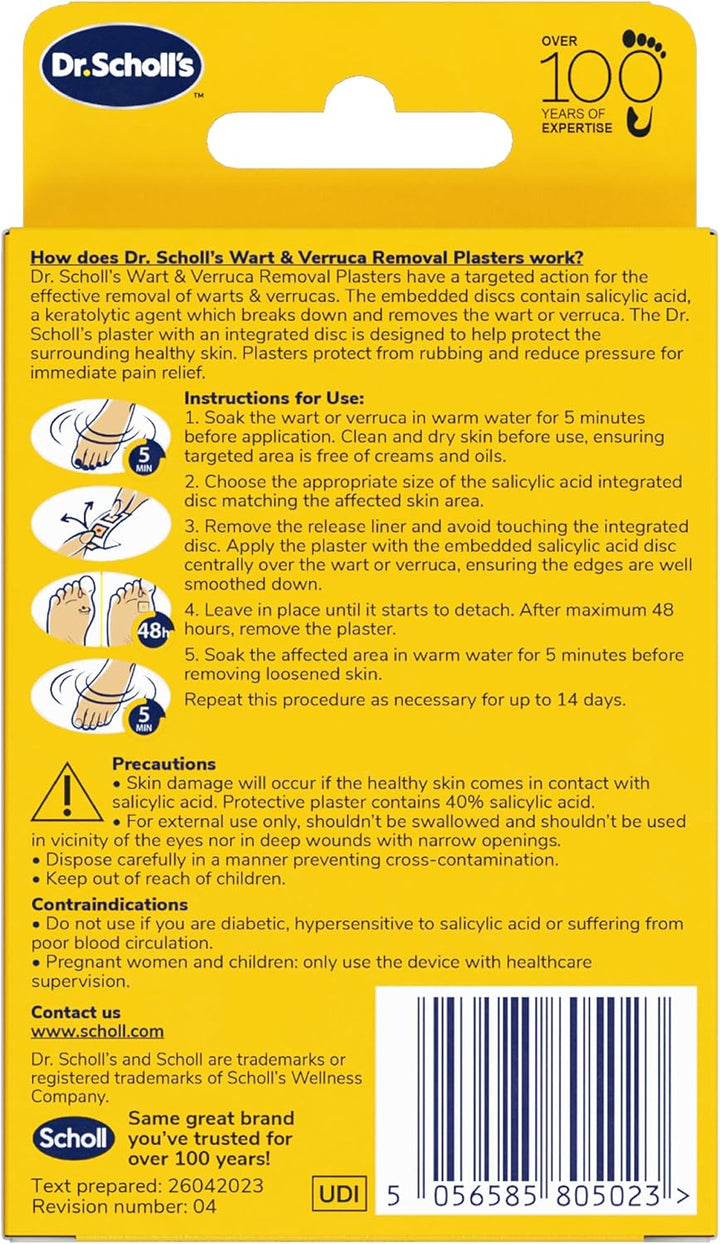 Wart and Verruca Removal Plasters, Pack of 21, Fast and Effective Verruca Treatment and Wart Remover, Immediate Pain Relief, Washproof Plasters