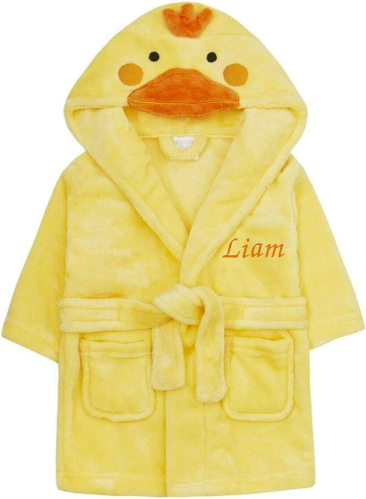 Personalised Animal Dressing Gown Robe Baby Girl Boy Hooded Bathrobe