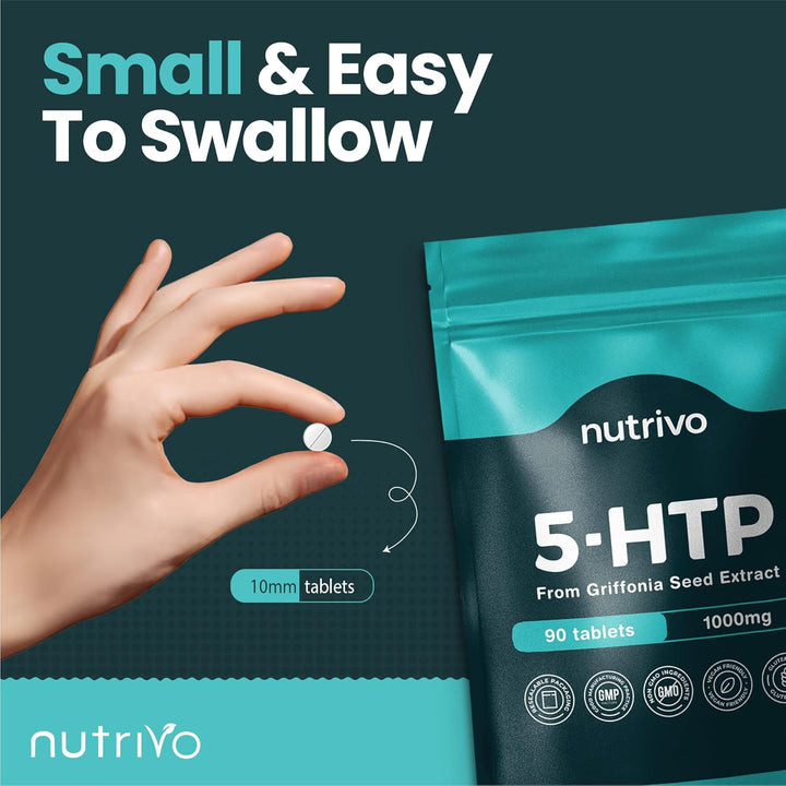 5HTP Tablets - 90 Tablets per Pack | 5HTP High Strength 1000Mg Supplement | One a Day - 3 Months Supply | from Griffonia Seed Extract | Vegan & UK Made