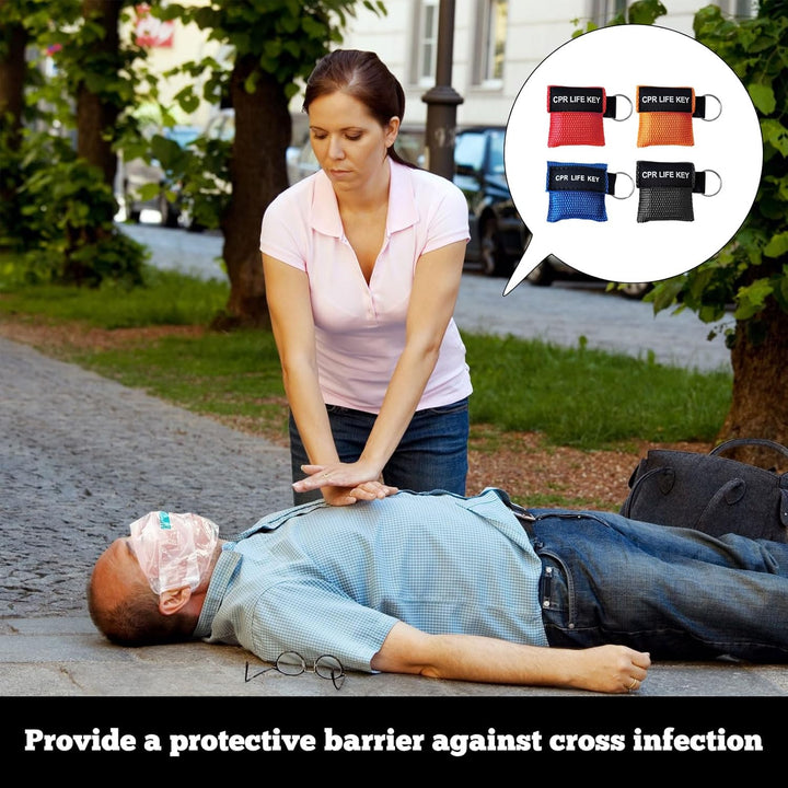 CPR Face Shields Keyring,4 Pcs with Breathing Choking Rescue Device,Portable CPR Mask Keychain,Emergency anti Choking Device UK for Accident Prevention Ventilation Face Shield First Aid