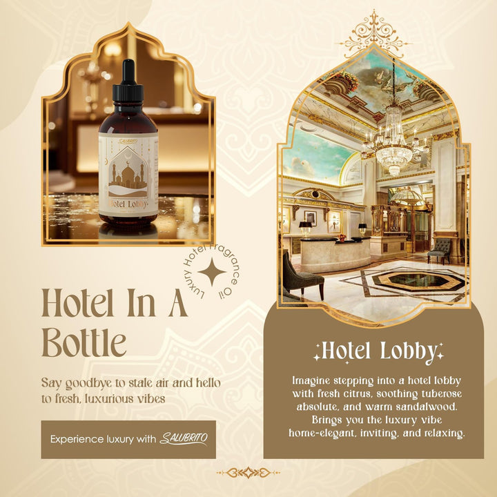 Hotel Lobby Essential Oil, 120Ml, Pure & Natural Luxury Hotel Fragrance Oil, Premium Scented Oil for Diffuser, Home, Candle, Soap Making, Aromatherapy Gift Set for Men & Women