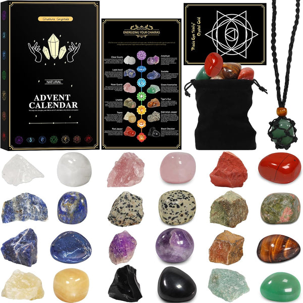 Crystals Advent Calendar 2025 Countdown Christmas Gifts for Women Men Healing Gemstones