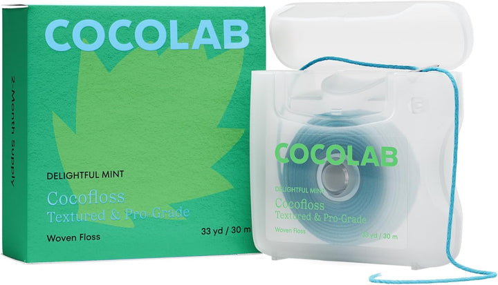 Woven Dental Floss, Dentist-Designed Oral Care, Mint, Waxed, Expanding, Vegan, Kid-Friendly String Floss with Coconut Oil, 1 Spool (33 Yd)
