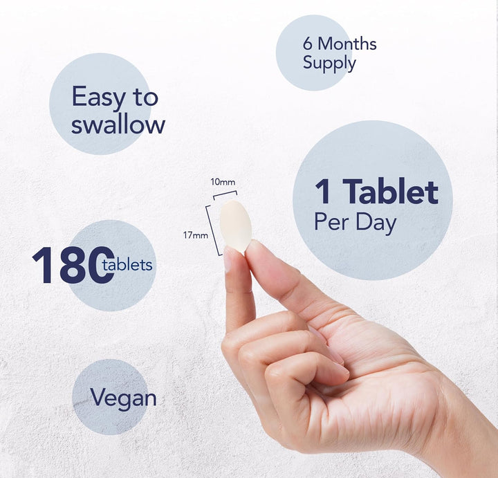 Glucosamine Sulphate 2Kcl 1000Mg with Vitamin C, 180 Vegan Tablets, Supports Bones, Cartilage & Collagen, Reduces Tiredness & Fatigue, Joint Health Supplement, 6 Month Supply