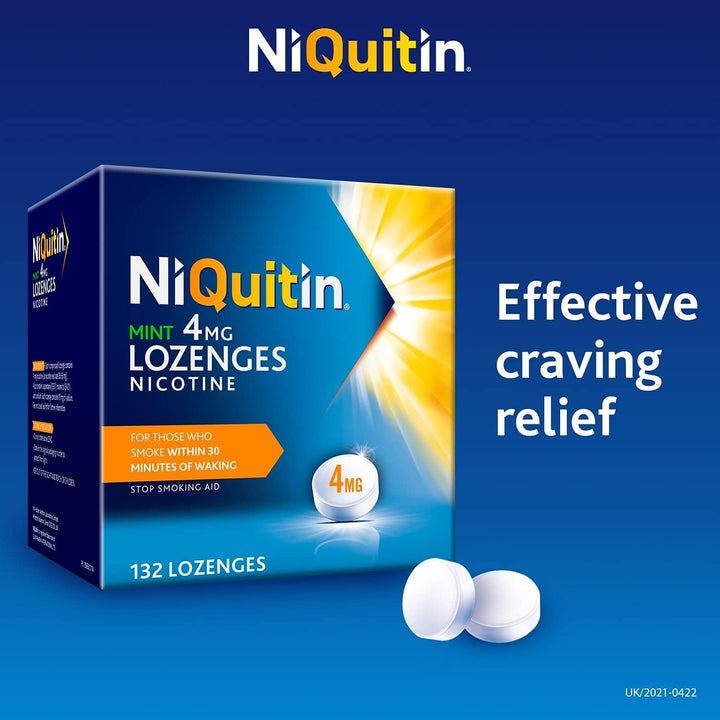 Mint, Effective Smoking Craving Relief, Long-Lasting Effect, Reduce and Quit Smoking Aid, 4 Mg Lozenges, 132 Count
