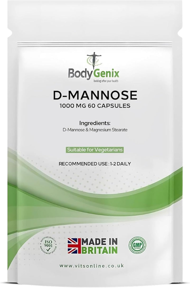 D-Mannose 1000Mg Capsules - High Strength Pure D-Mannose Capsule for Urinary Infections & Support Immune System - Daily Vegan Friendly Supplement for Men and Women - 120 Caps 4 Month Supply