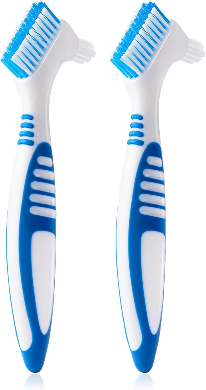 2 Denture Brush with Double Side Soft Bristles, Denture Cleaning Toothbrush for Cleaning Denture, Retainers,Invisible Braces