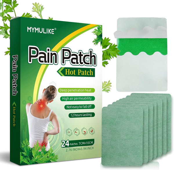 24Pcs Pain Relief Patches  Heat Patches for Pain Relief Fast-Acting Patches Long Lasting Relief of Pains for Back, Neck, Shoulder Knee Pain Relief Patch