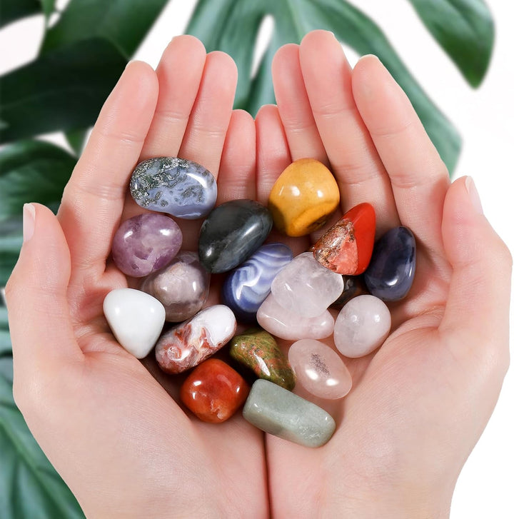 18 Pcs Healing Crystal Stones, Natural Gemstones Healing Crystal Gifts Palm Stones Reiki Chakra Crystals, Lucky Polished Pocket Stone for Anxiety Stress Relief, Balancing Yoga, Meditation