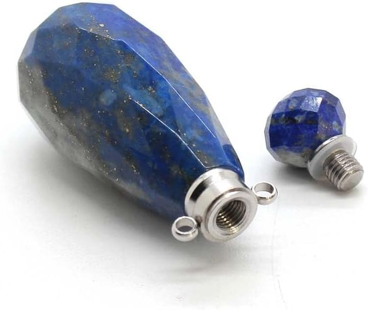 Crystal Stone Perfume Bottle - Water Drop Faceted Pendant Essential Oil Jewelry Bottle