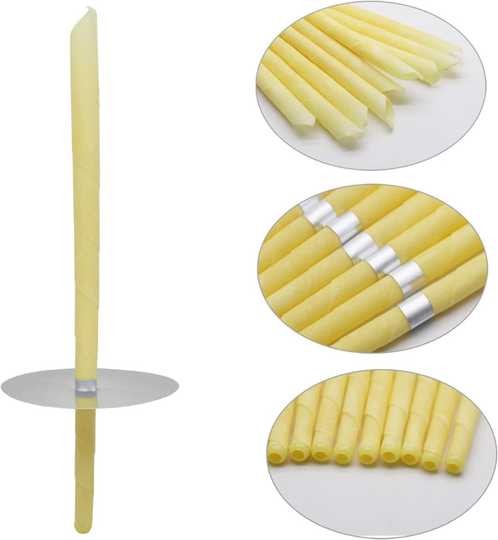 10 PCS Ear Candles for Wax Removal, Ear Wax Removal Candle, Hopi Ear Candles Set 5 Protective Disks+10 Cotton Swab, for Ear Cleaning(Yellow)