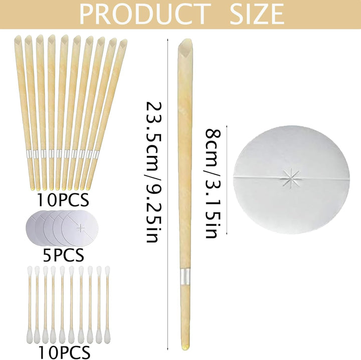 10 PCS Ear Candles, Ear Candle Set with Natural Organic Beeswax (Drip Protection Tray 5 PCS+10 Cotton Swab), Ear Candle Kit,Ear Wax Candles for Blocked Ears Ear Cleaning Candles Earwax Remover Tool