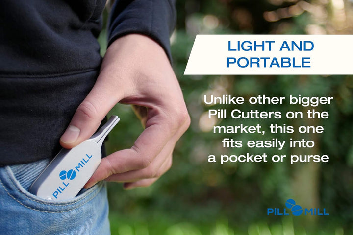 Pill Cutter Splitter by  - Metal Blades That Will Never Dull - Grip Handle Helps to Cut Small or Large Pills with Ease - Light and Durable Tablet Divider - Perfect Medicine Slicer for Travel