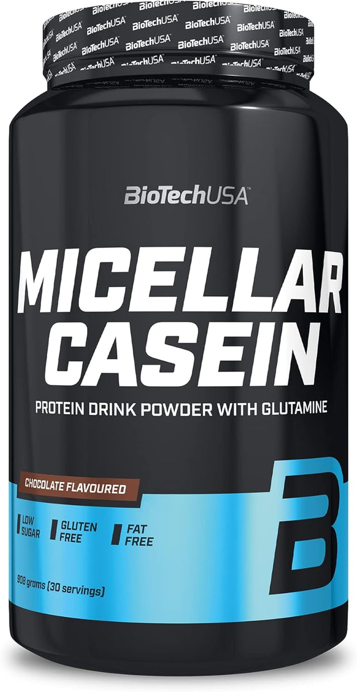 Micellar Casein Protein Powder | Extended Absorbtion Time | Gluten-Free, and Fat-Free | Added L-Glutamine, 908 G, Strawberry Casein protein, Slow-digesting protein, Protein supplement, Protein powder, Muscle recovery protein, Fitness protein, High protein