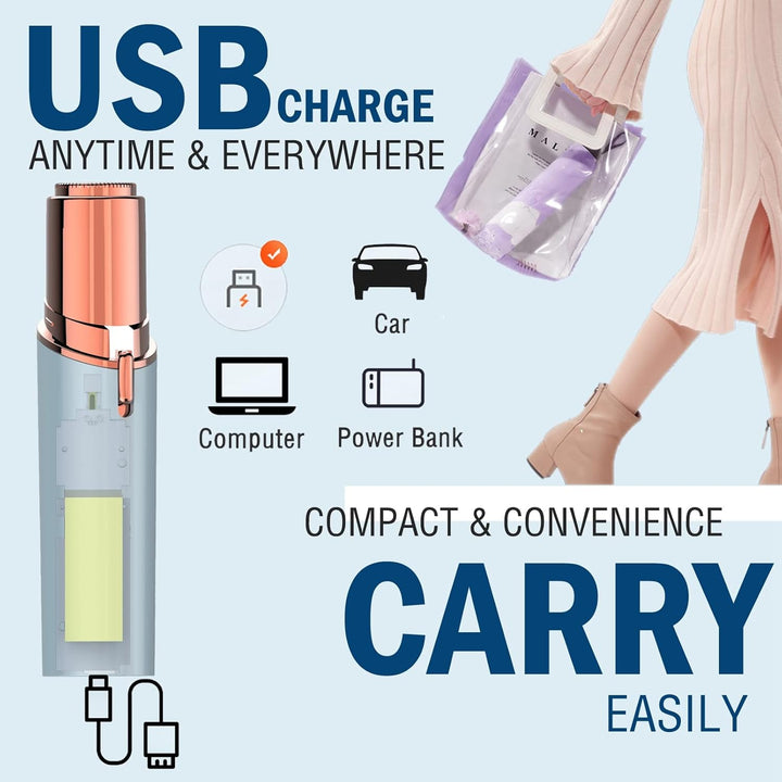 Lady Shaver for Women, Facial Hair Remover, Facial Hair Remover for Women, USB Rechargeable Facial Epilator, Hair Removal Device for Peach Fuzz/Facial Hair/Lip/Chin Travel Size