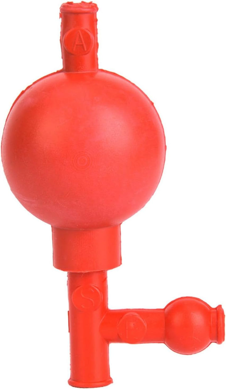 Quantitative Pipette Filling Suction Bulb in Red, with 3 Openings for Easy Liquid Sampling, Ideal for Laboratory Professionals